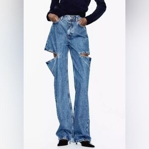 Zara Blue Flare & Wide Leg Jeans
